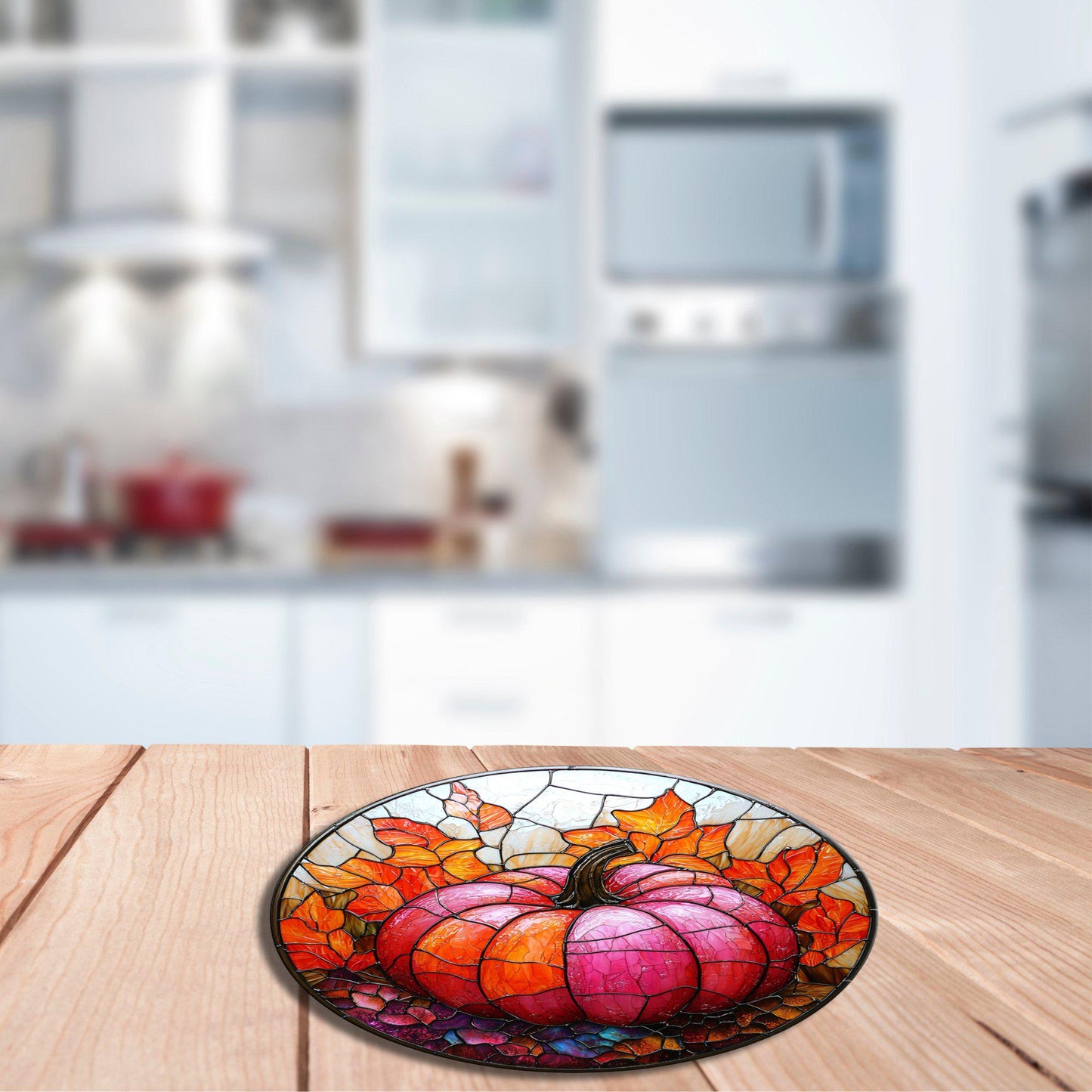 Pink Orange Pumpkin Glass Cutting Board Trivet Hot Plate Charcuterie Board Gift for Her Mom Christmas Housewarming