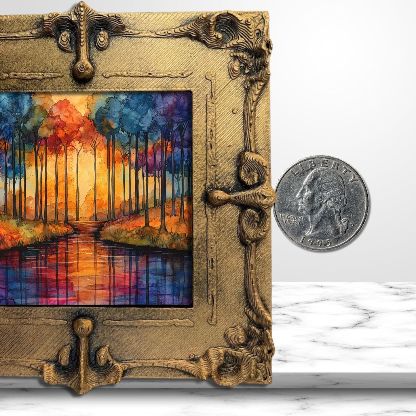 Cypress Grove Gold Framed Refrigerator Magnet, Mini Art, Grand Millennial Style, Artful Kitchen Decor, Gift for Her fridgescaping