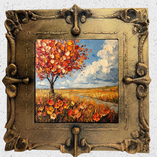 Fall Prairie Gold Framed Refrigerator Magnet, Mini Art, Grand Millennial Style, Artful Kitchen Decor, Gift for Her fridgescaping