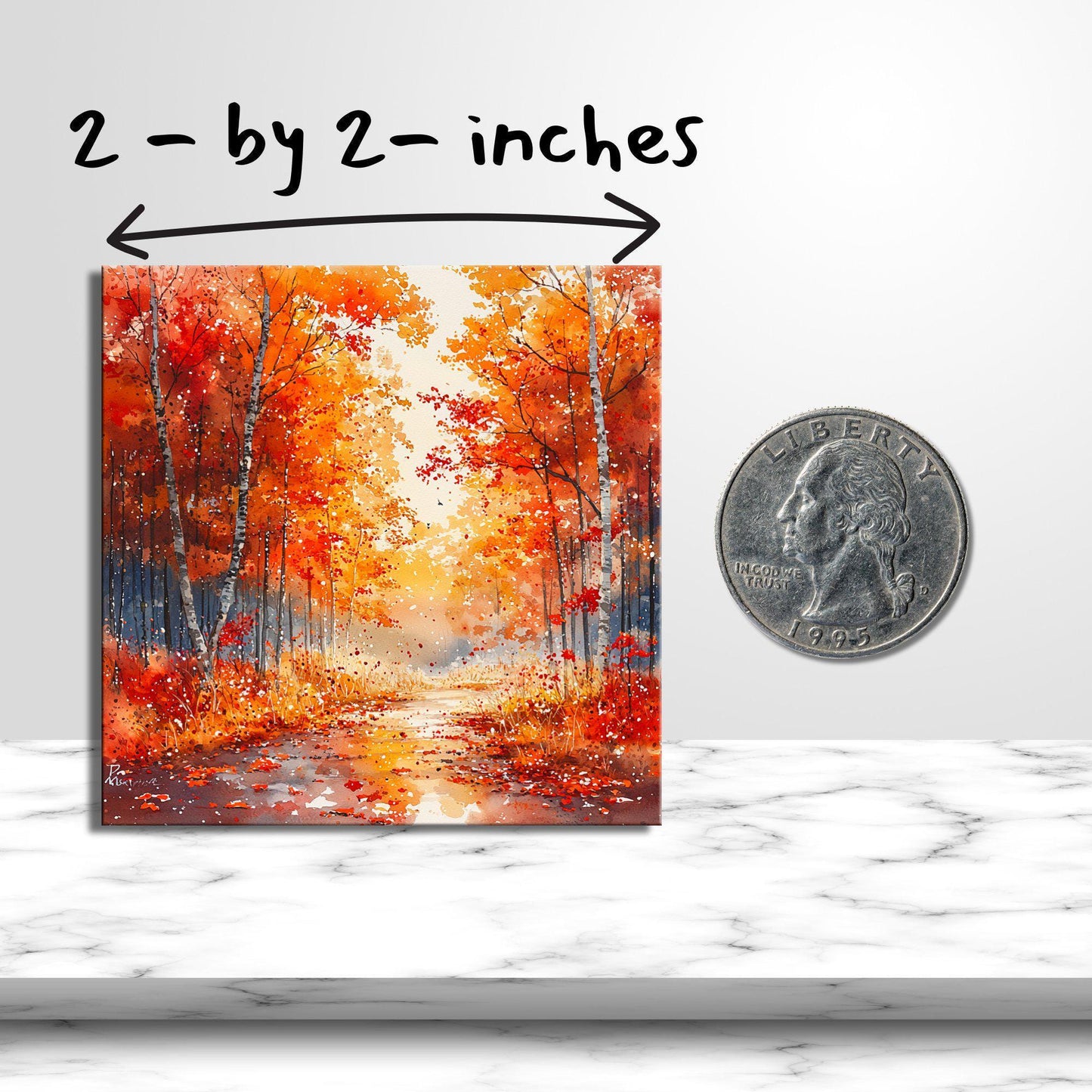 Fall Orange Foilage Gold Framed Refrigerator Magnet, Mini Art, Grand Millennial Style, Artful Kitchen Decor, Gift for Her fridgescaping