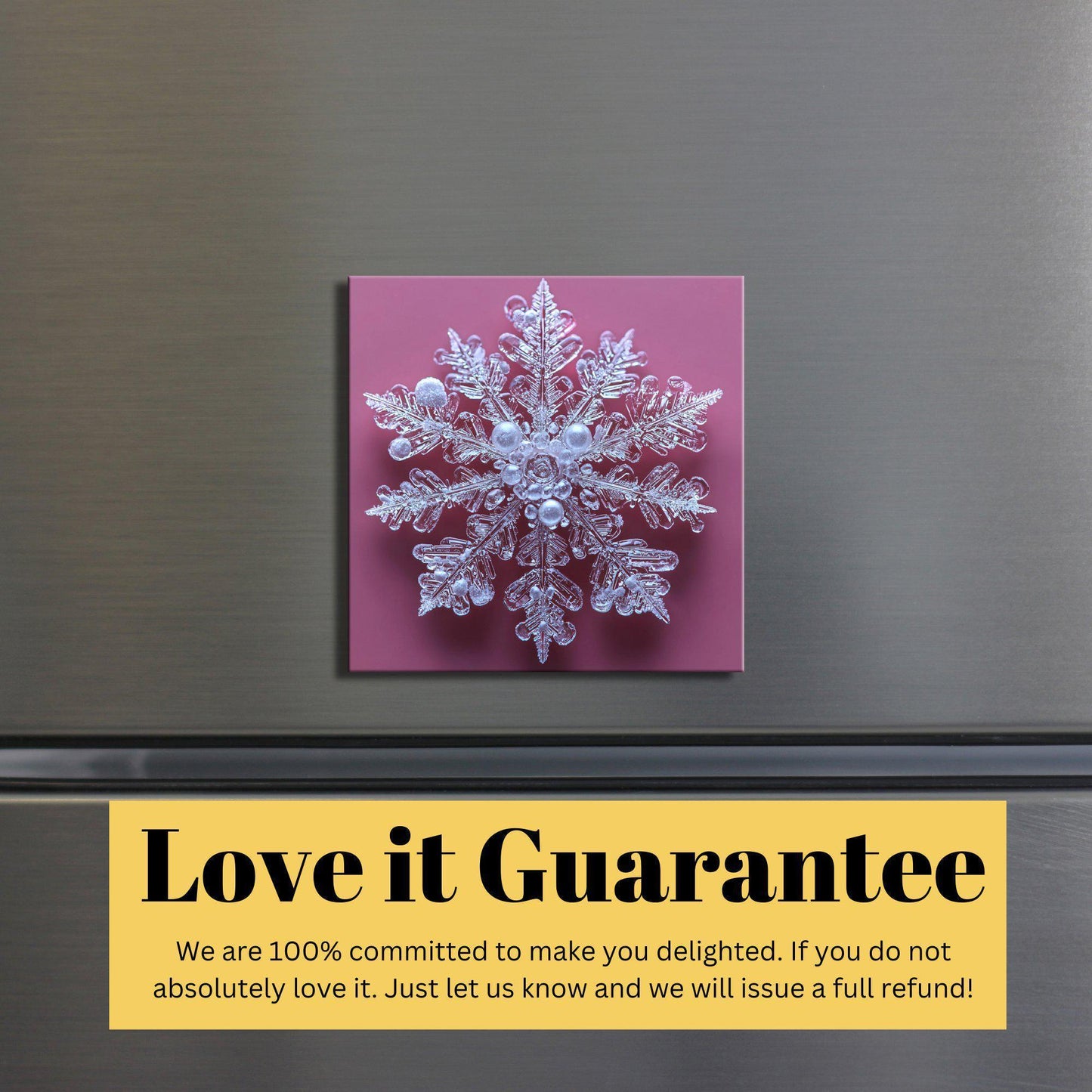 Snowflake on Pink Fridge Magnet 2-inch Strong Refrigerator Magnet Kitchen Decor Dopamine Ceramic Tile Art Gift for Her fridgescaping