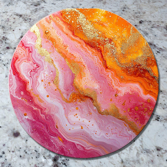 Pink Orange Marble Glass Cutting Board Trivet Hot Plate Charcuterie Board Gift for Her Mom Christmas Housewarming