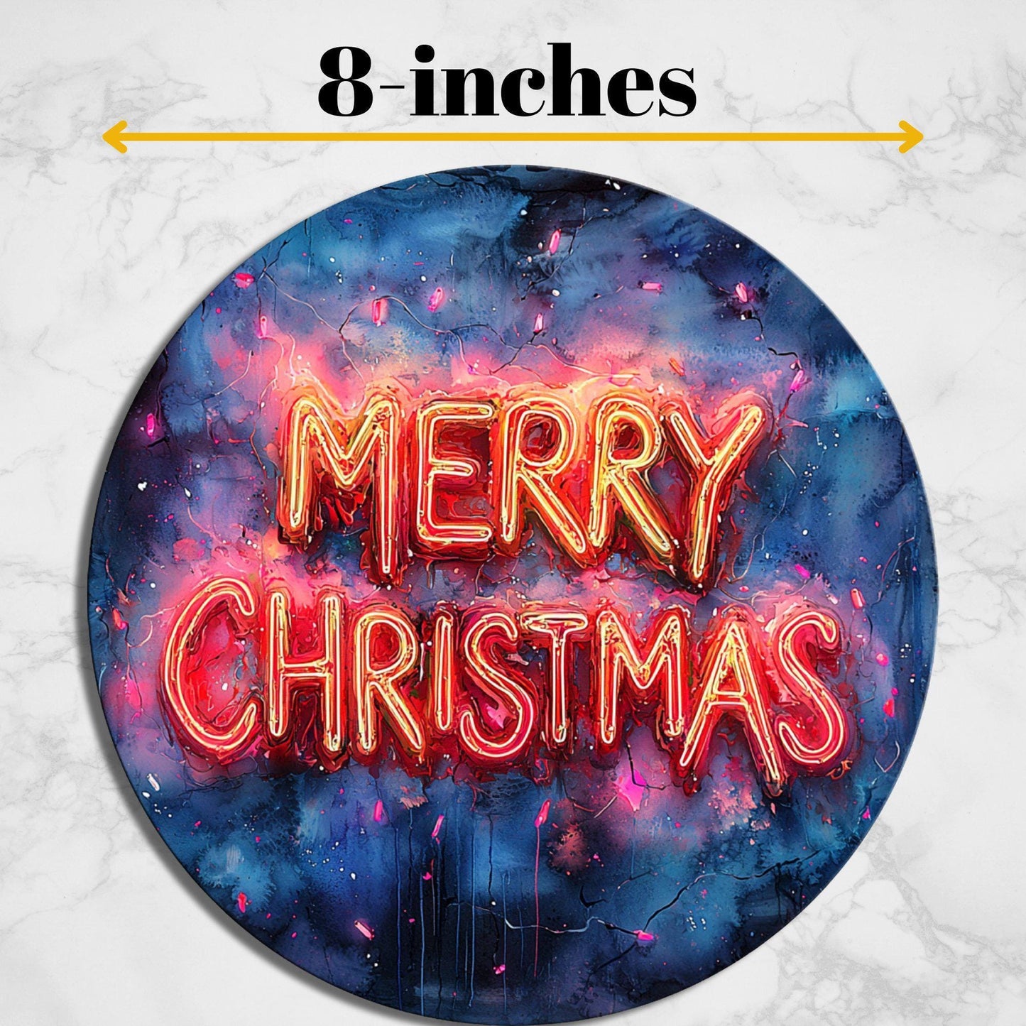 Merry Christmas Glass Cutting Board 8-inch Round Trivet Charcuterie Board Gift for Her Mom Kitchen Decor