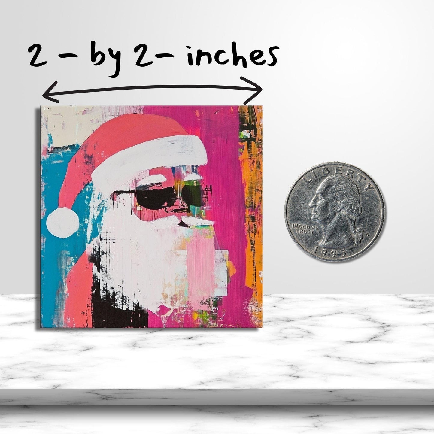 Cool Santa in Sunglasses Fridge Magnet 2-inch Strong Refrigerator Magnet Kitchen Decor Dopamine Ceramic Tile Art Gift for Her fridgescaping