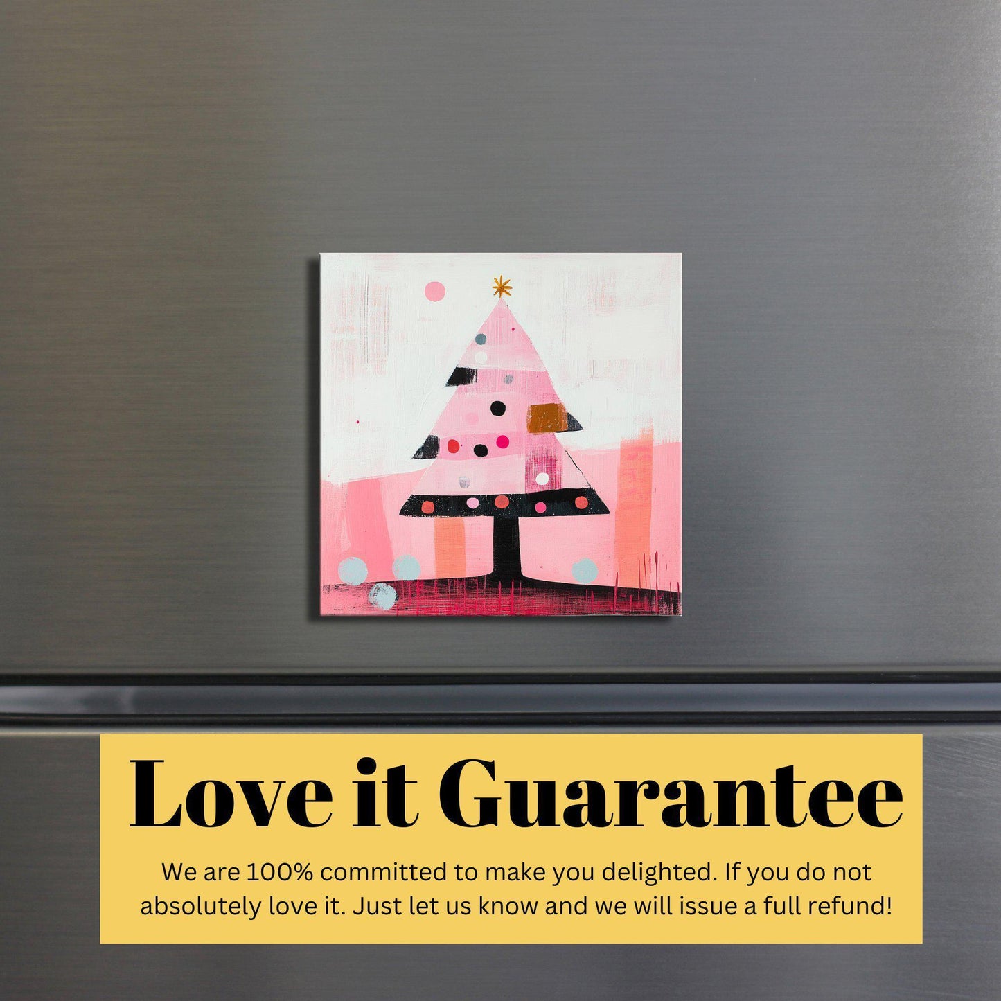 Pink Christmas Tree Fridge Magnet 2-inch Strong Refrigerator Magnet Kitchen Decor Dopamine Ceramic Tile Art Gift for Her fridgescaping