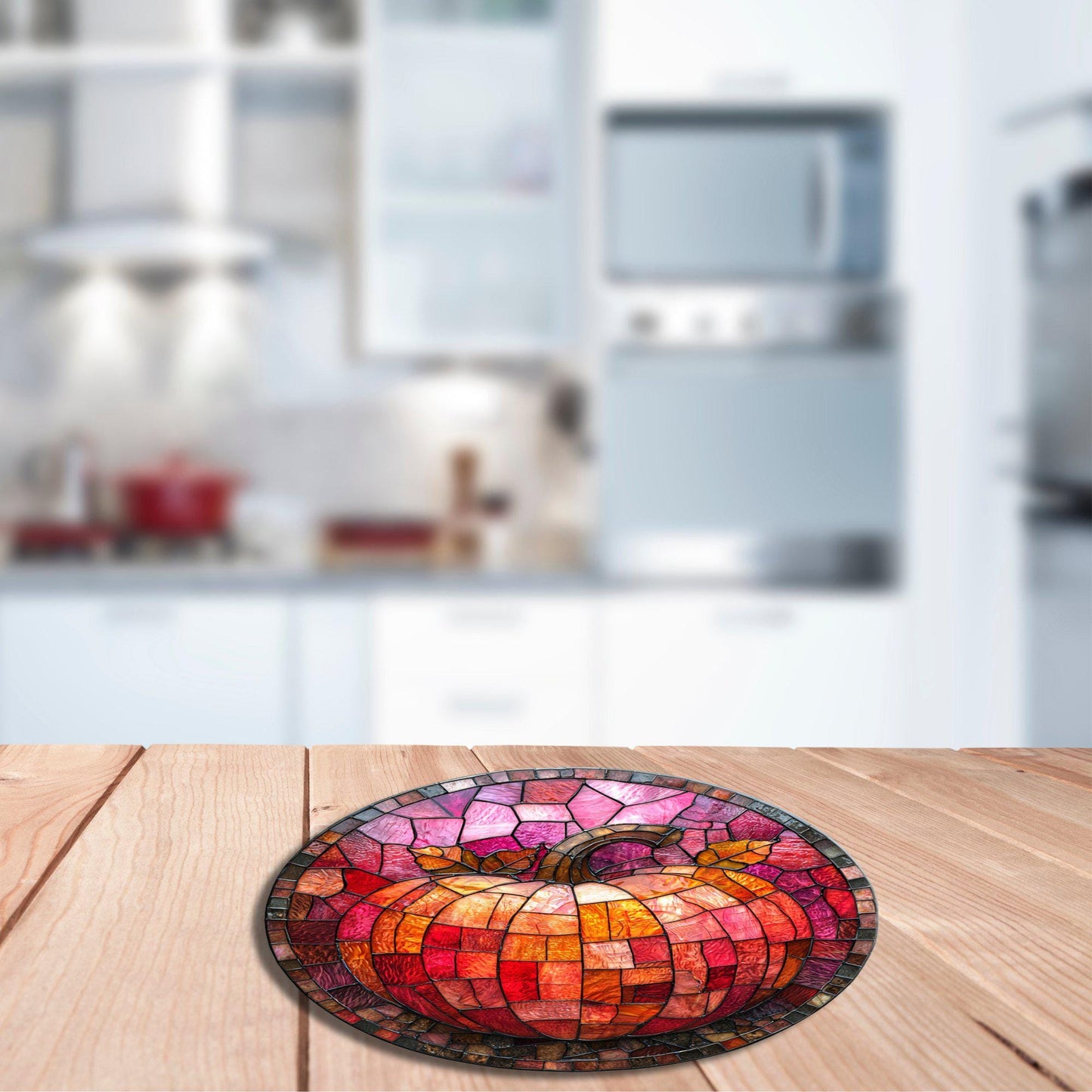 Pink Pumpkin Glass Cutting Board Trivet Hot Plate Charcuterie Board Gift for Her Mom Christmas Housewarming