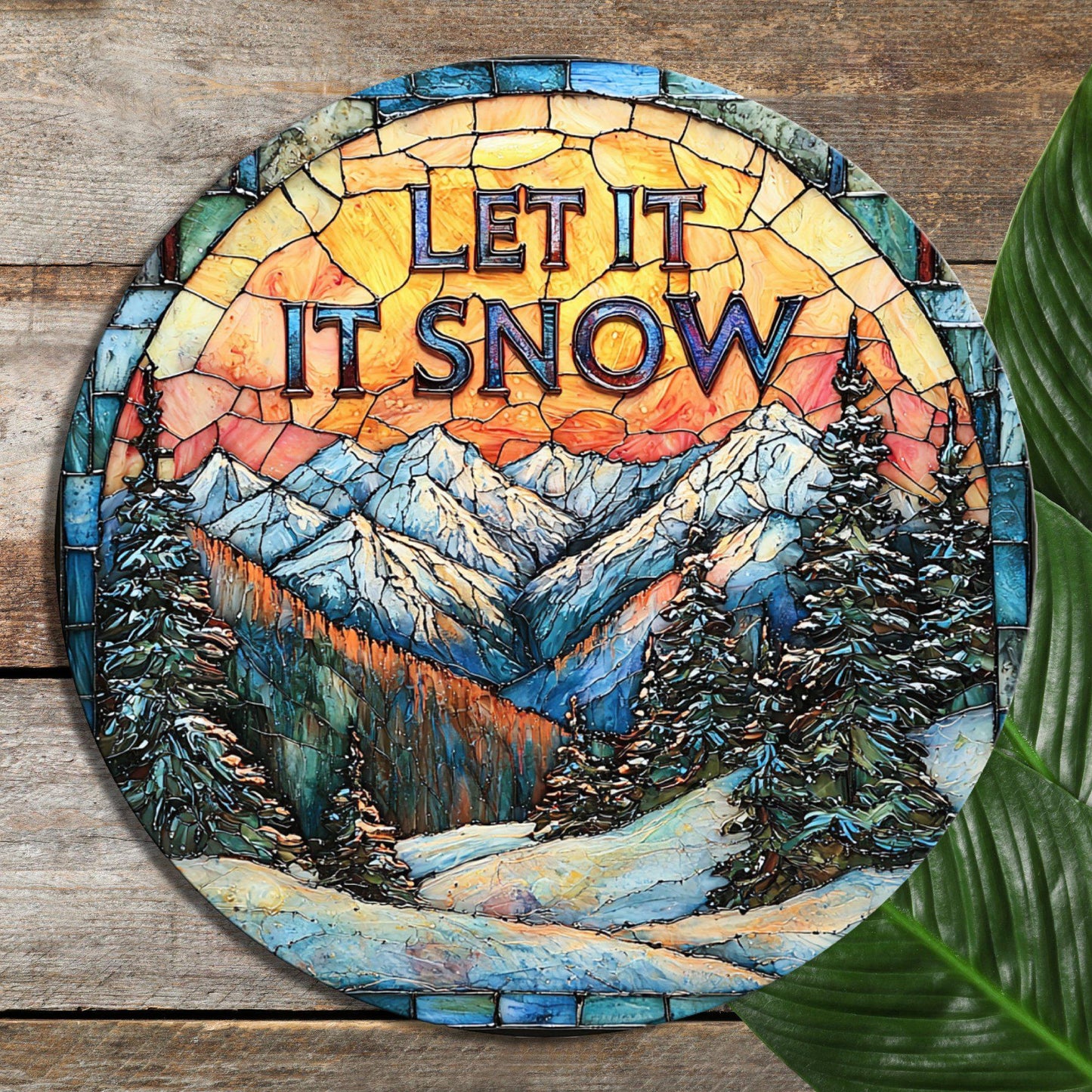 Let It Snow Glass Cutting Board 8-inch Round Trivet Charcuterie Board Gift for Her Mom Kitchen Decor