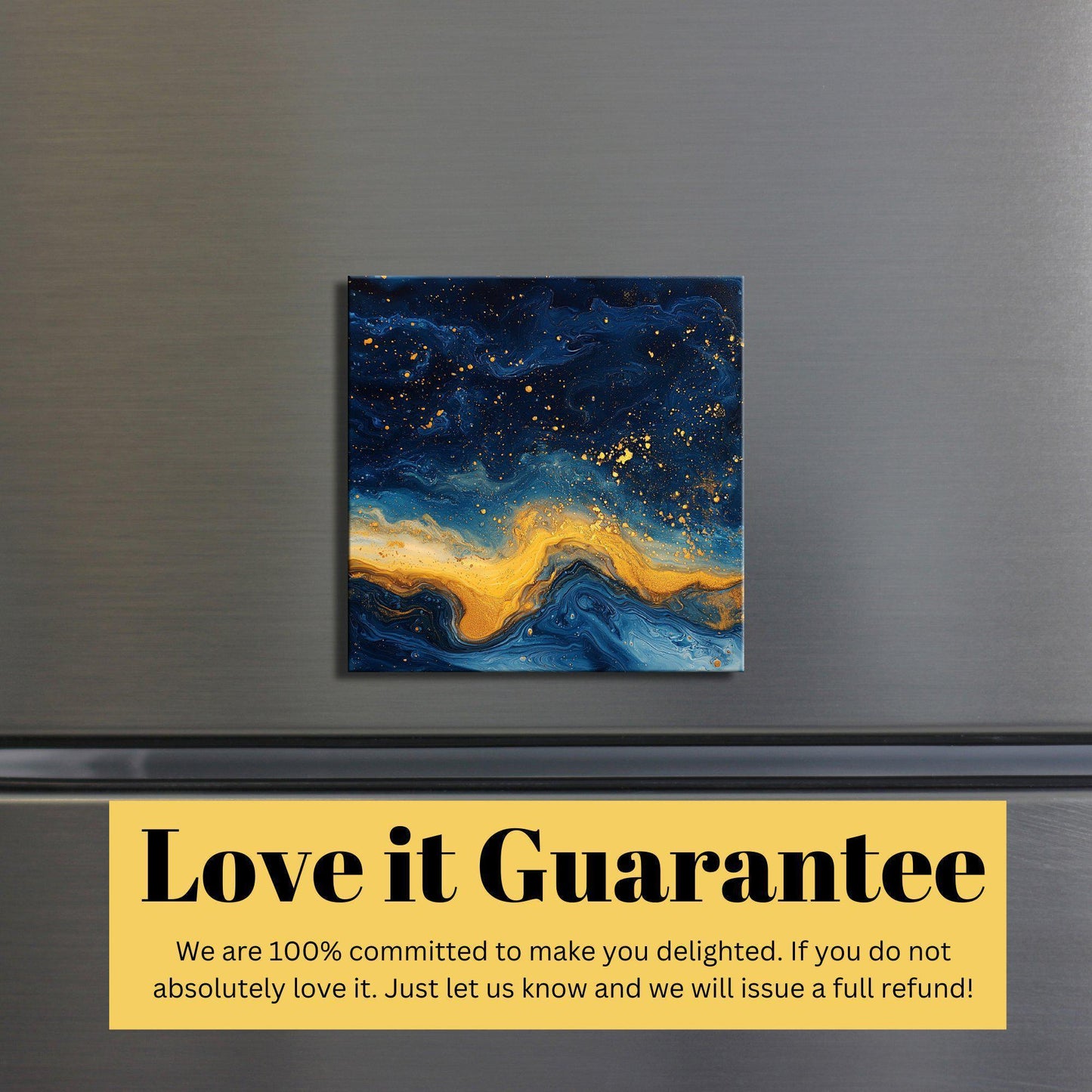 Mustard Yellow and Navy Blue Fridge Magnet 2-inch Strong Refrigerator Magnet Kitchen Decor Dopamine Ceramic Tile Art Gift for Her