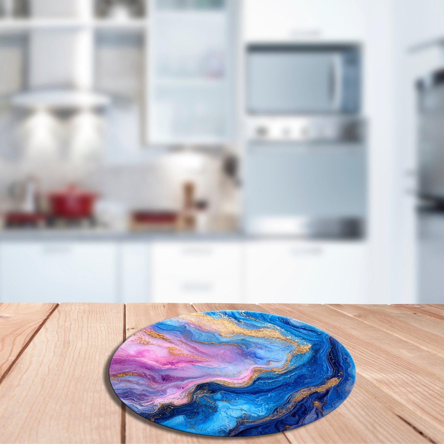 Blue Pink Gold Resin Glass Cutting Board Trivet Hot Plate Charcuterie Board Gift for Her Mom Christmas Housewarming