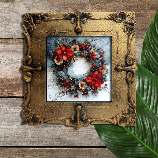 Boho Chic Christmas Tiny Art Fridge Magnet Gold Framed Fridgescaping Art Picture Gallery Tiny Art Gift for Her Wife Mom