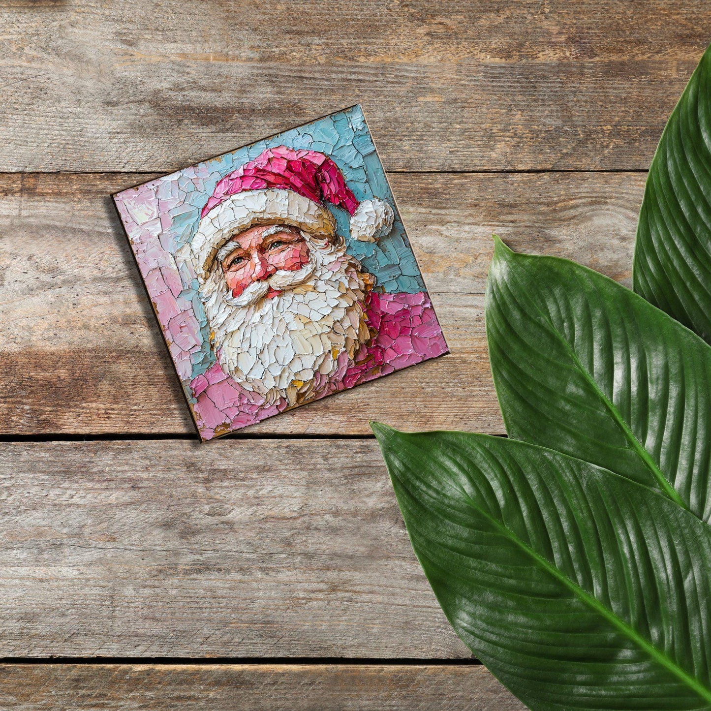 Pink Santa Claus Fridge Magnet 2-inch Strong Refrigerator Magnet Kitchen Decor Dopamine Ceramic Tile Art Gift for Her fridgescaping