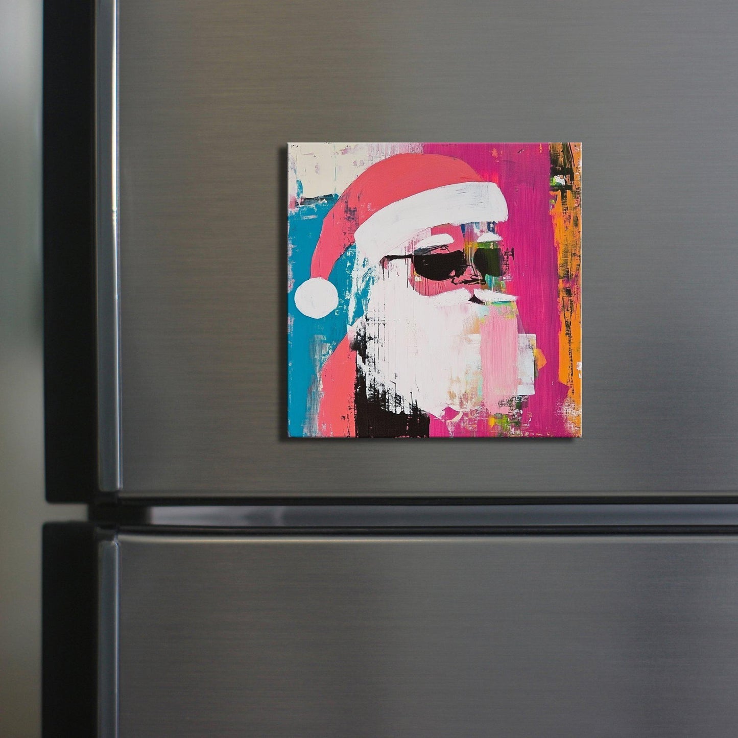 Cool Santa in Sunglasses Fridge Magnet 2-inch Strong Refrigerator Magnet Kitchen Decor Dopamine Ceramic Tile Art Gift for Her fridgescaping