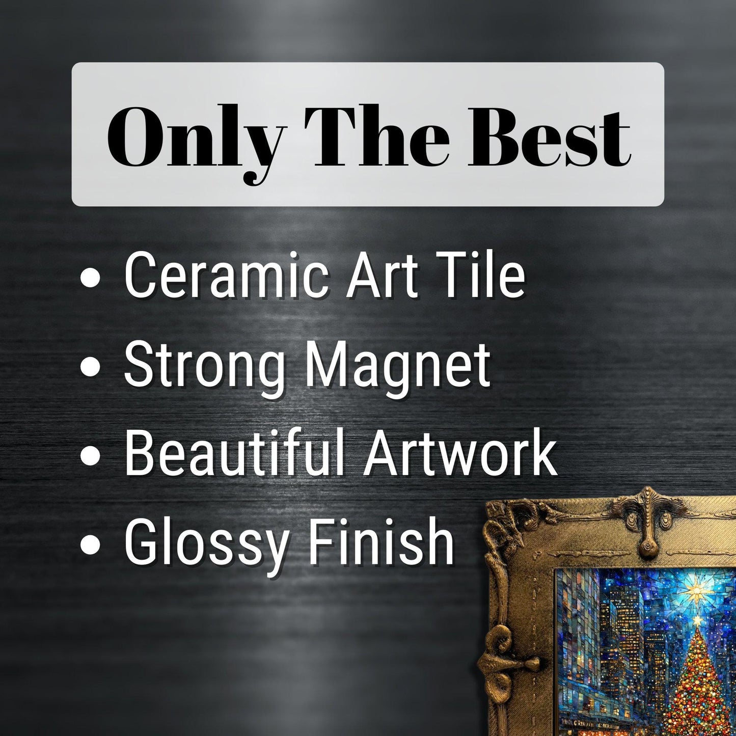 Ice Skating Rockefeller Center Tiny Art Fridge Magnet Gold Framed Fridgescaping Art Picture Gallery Tiny Gift for Her Wife Mom