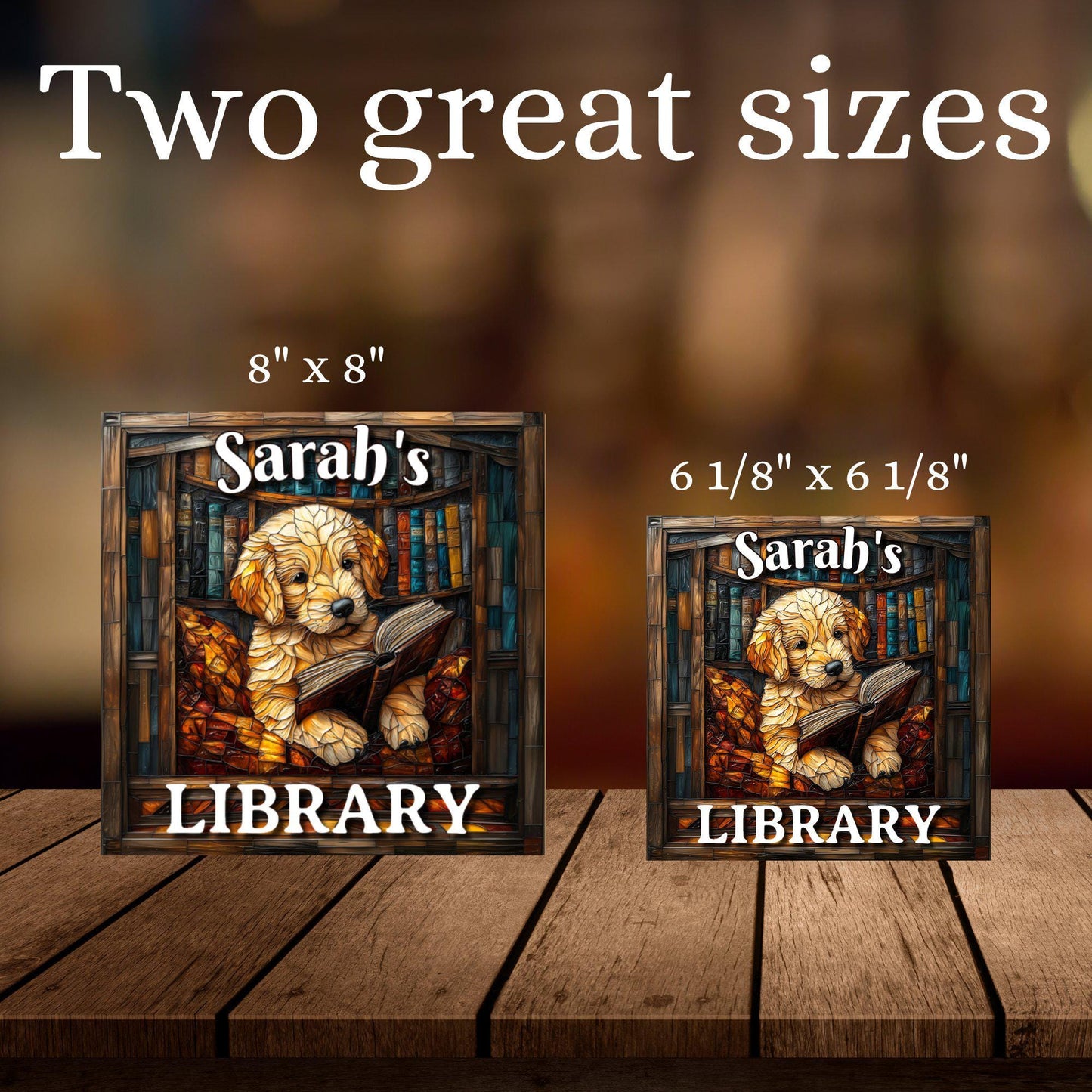 Retriever Reading Personalized Library Sign Book Lover Bookworm Biblio Gift Book Nook Shelf Decor Booktoker-Gift for Bookish