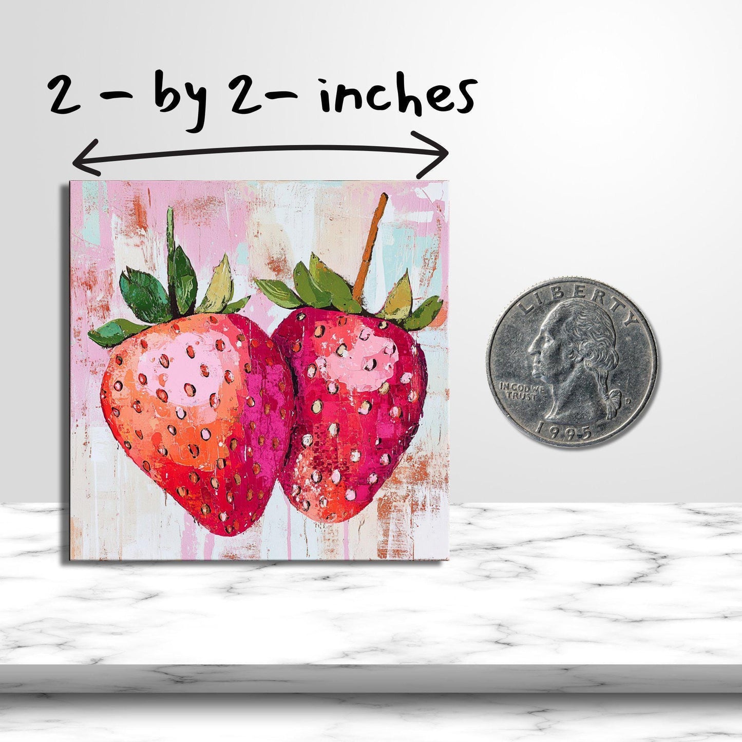 Strawberries Fridge Magnet 2-inch Strong Refrigerator Magnet Kitchen Decor Dopamine Ceramic Tile Art Gift for Her fridgescaping