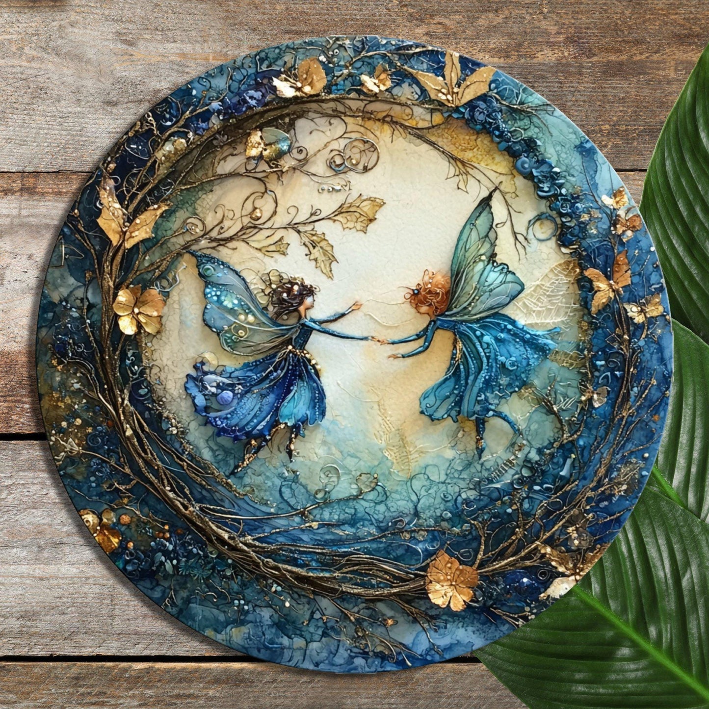 Winter Fairy Dance Glass Cutting Board 8-inch Round Trivet Charcuterie Board Gift for Her Mom Kitchen Decor