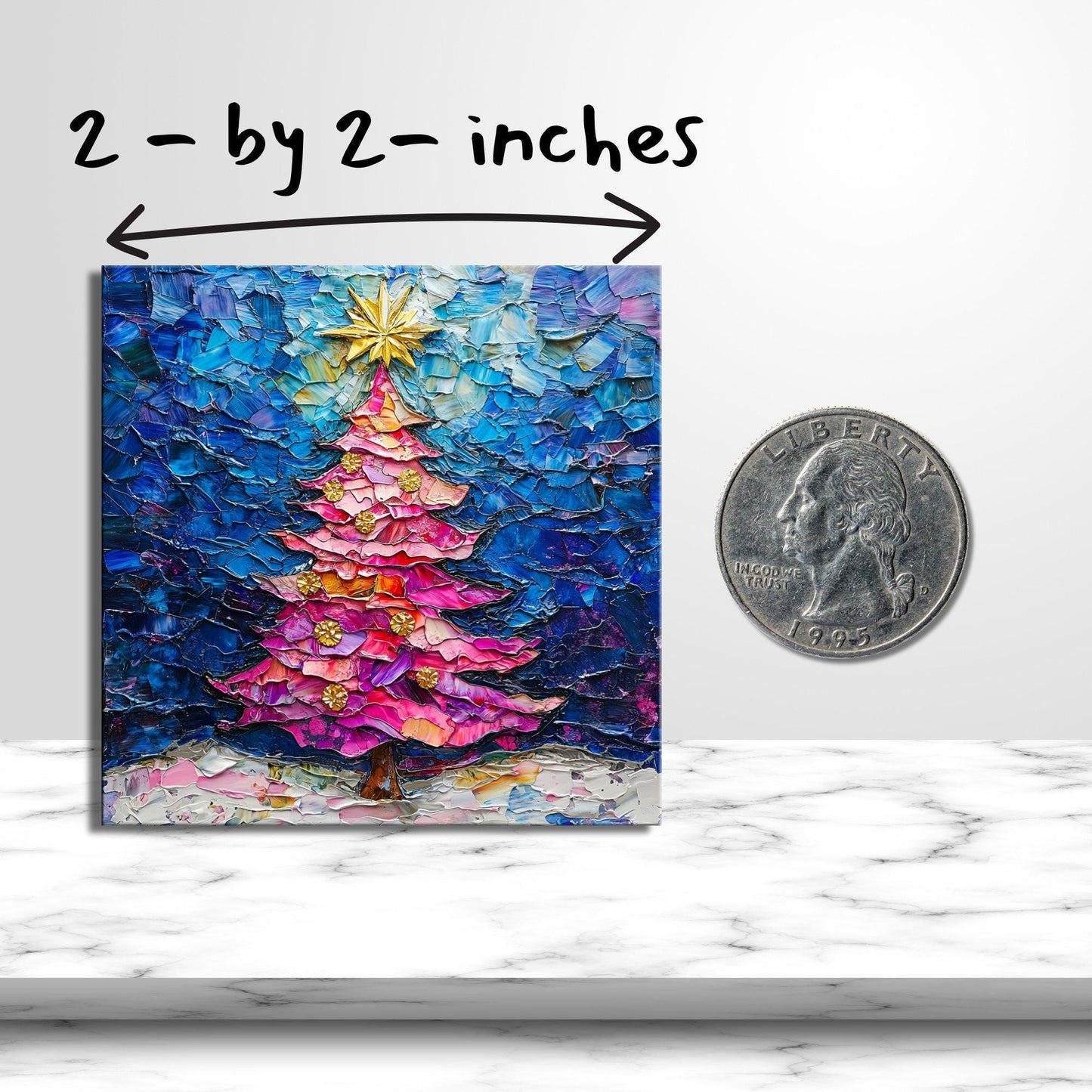 Pink Christmas Tree Fridge Magnet 2-inch Strong Refrigerator Magnet Kitchen Decor Dopamine Ceramic Tile Art Gift for Her fridgescaping