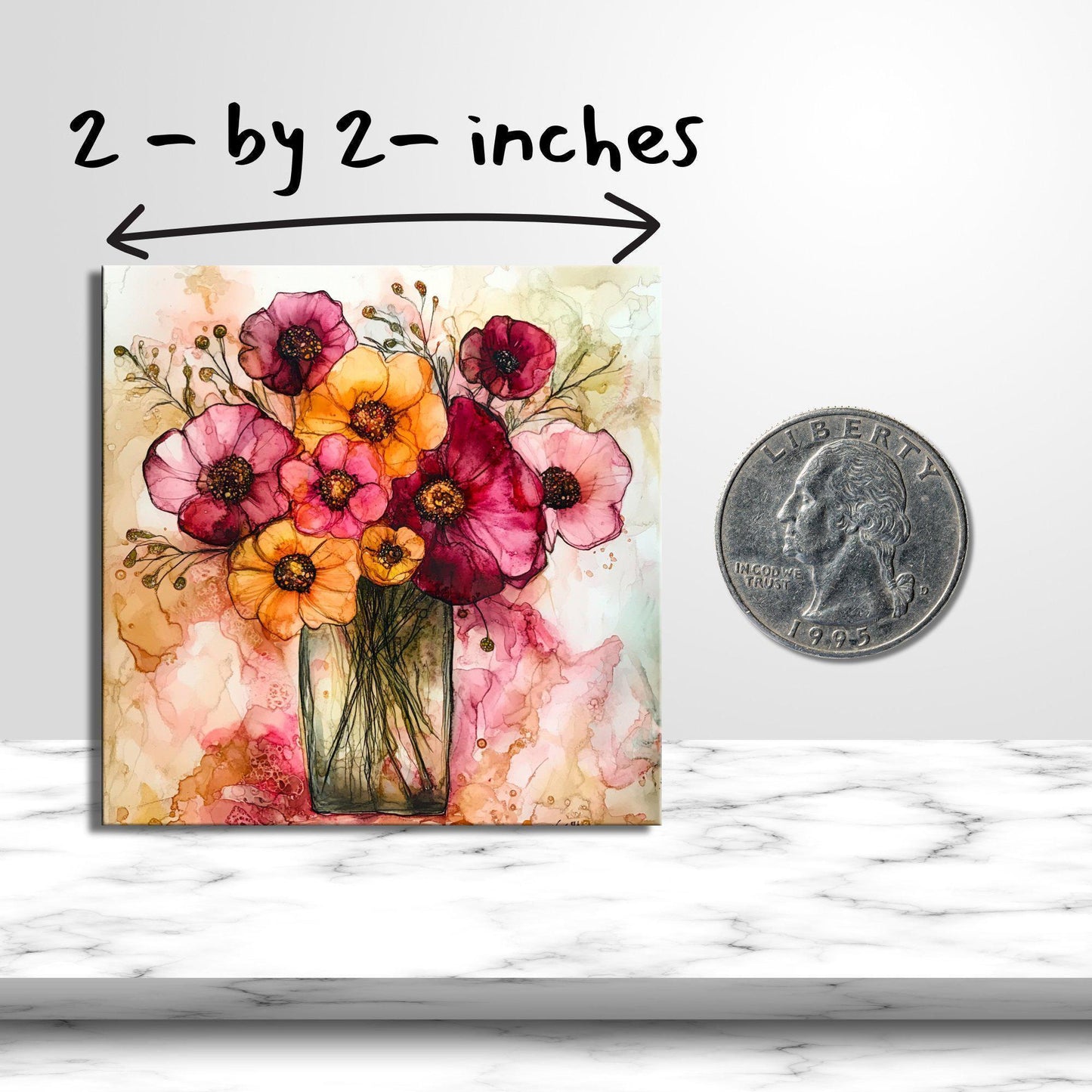 Flowers in a Vase Gold Framed Refrigerator Magnet, Mini Art, Grand Millennial Style, Artful Kitchen Decor, Gift for Her fridgescaping