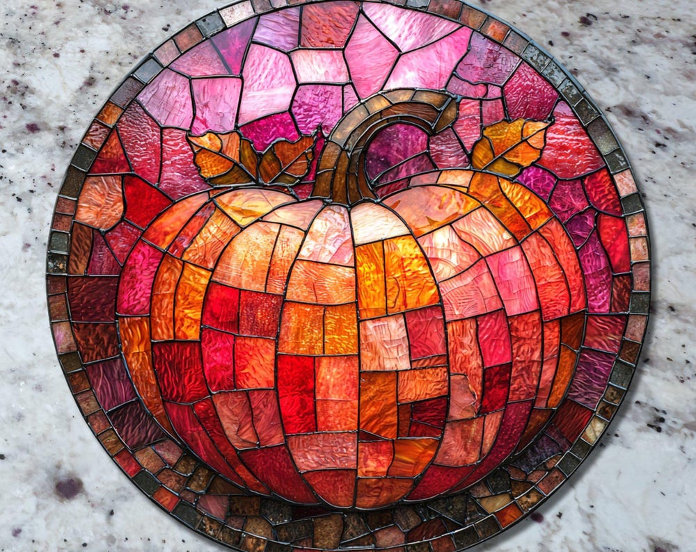 Pink Pumpkin Glass Cutting Board Trivet